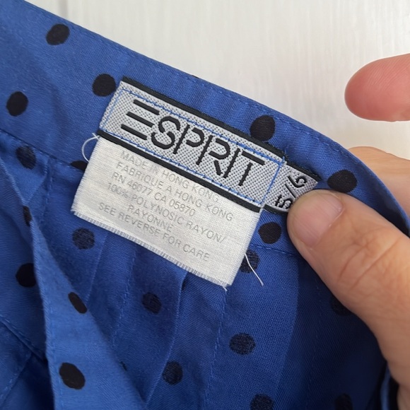 Vintage Blue and Black Polka Dot Esprit Midi Skirt (Size 0/00) - Picture 7 of 11